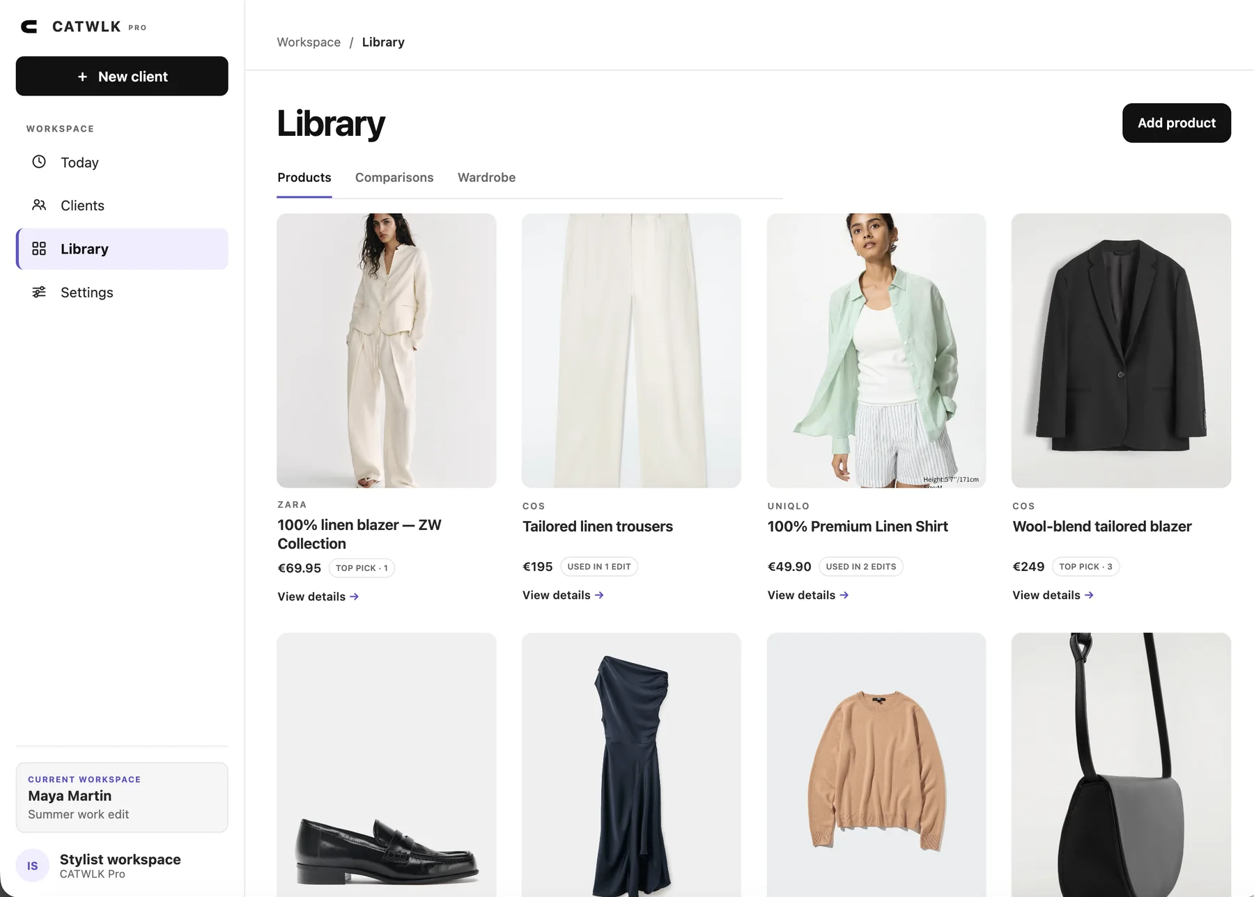 CATWLK product library shown as a visual grid
