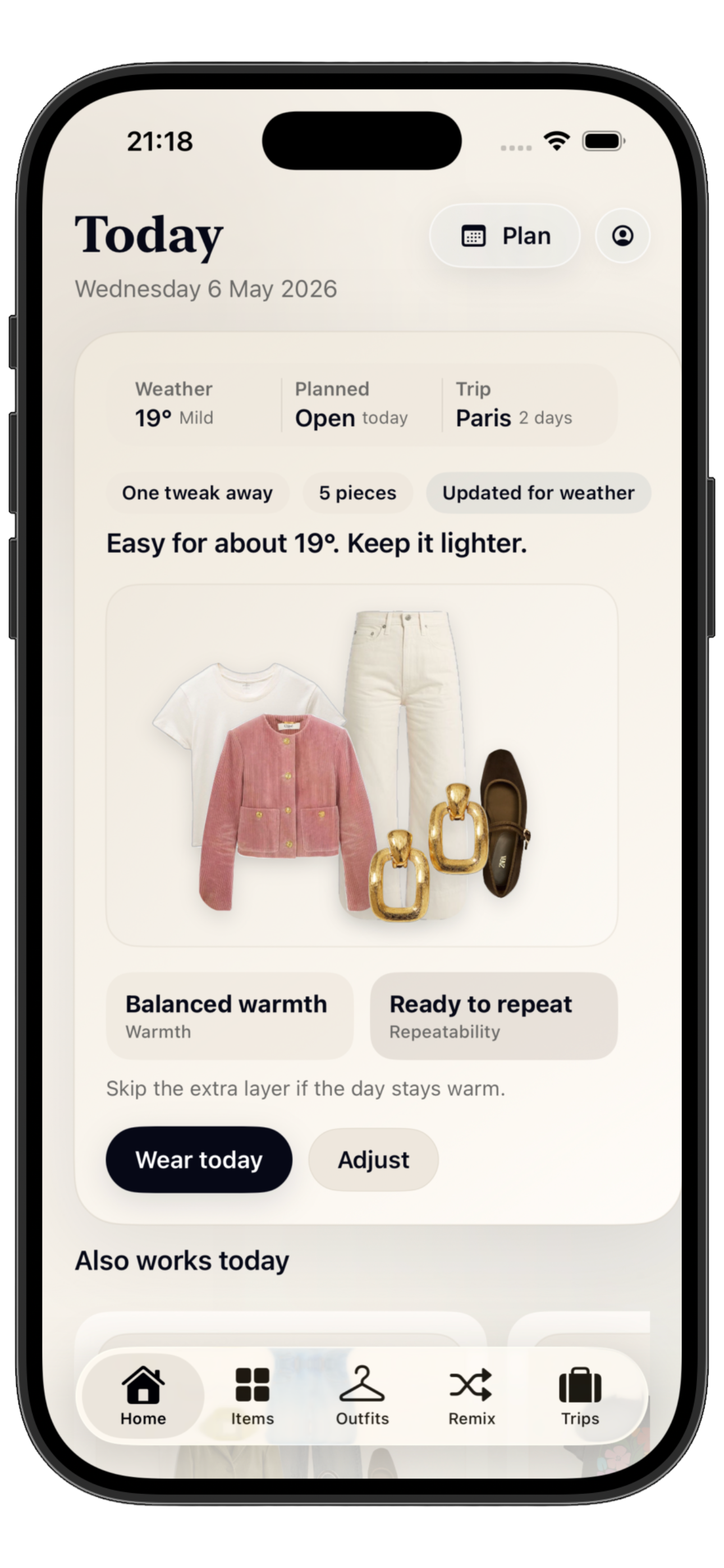 Weather-aware outfit suggestion marketing screen